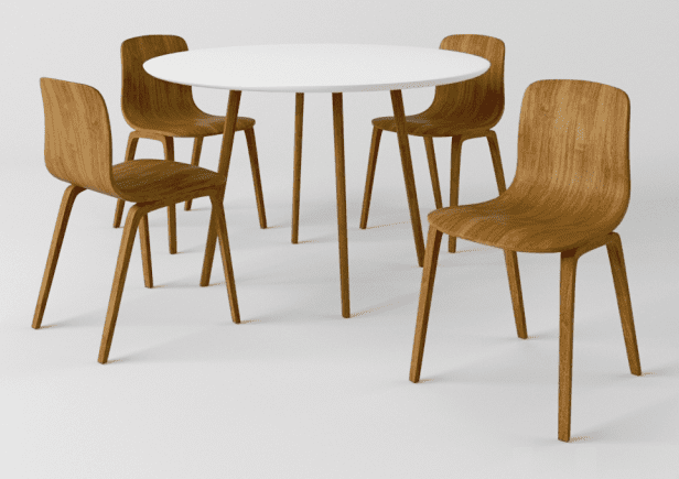 3D Render of a Circular Table and Chairs set